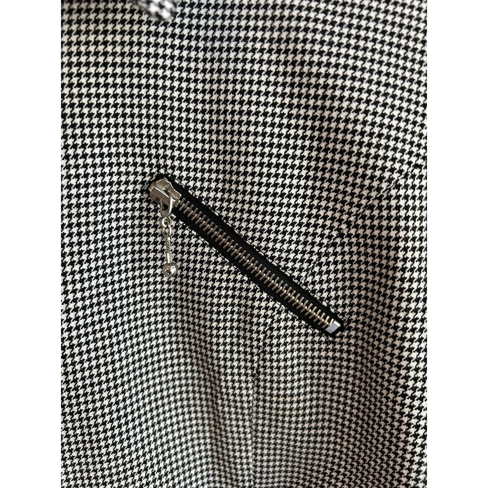 Vintage 90s Boxy Cropped Houndstooth Jacket 12 Zip Preppy Minimalist Classic‎ - Picture 5 of 8